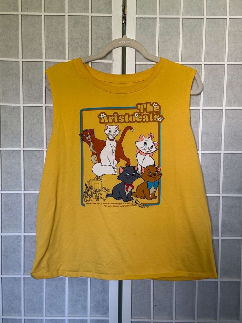 Disney The Aristocats Yellow Graphic Cat Sleeveless Top - Size L